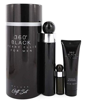 Estuche Perry Ellis 360 Black Cilindro Hombre 3PZS 100ml EDT +7.5ml EDT + Shower Gel